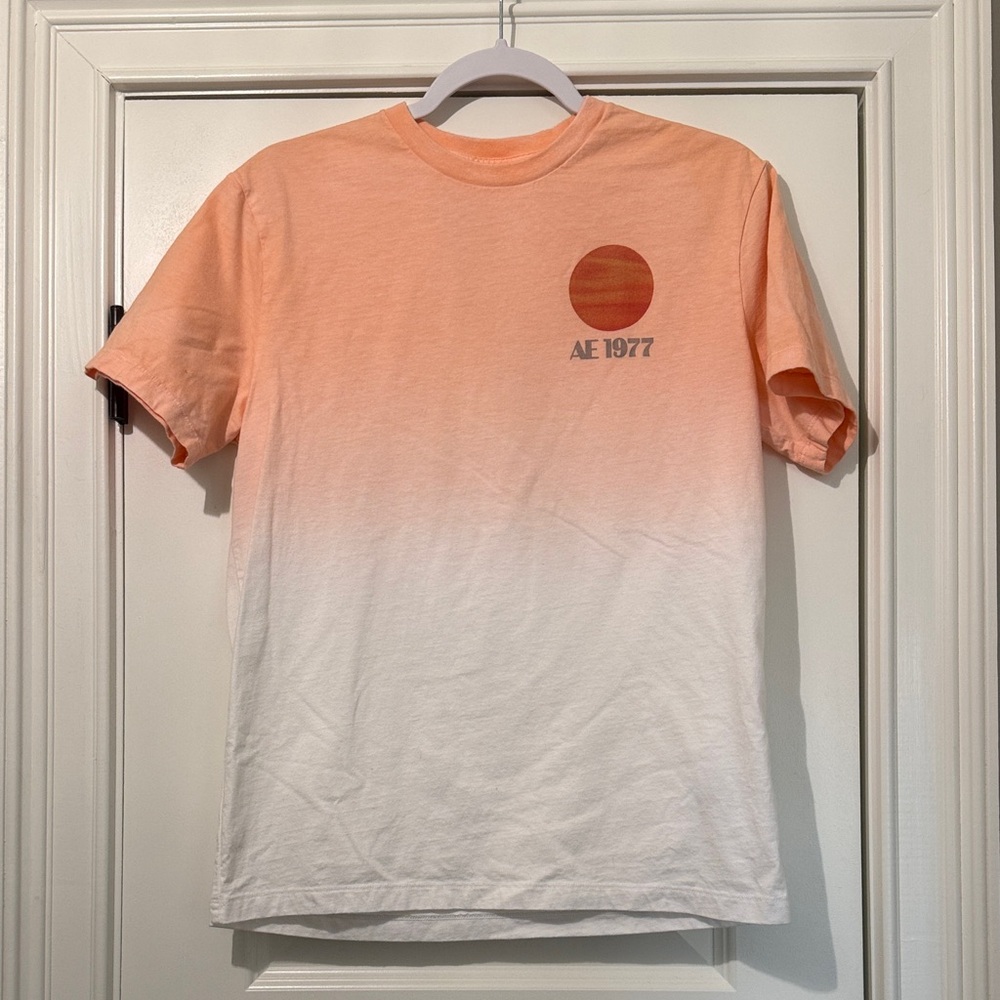 American Eagle Outfitters Peach and White Graphic Tee